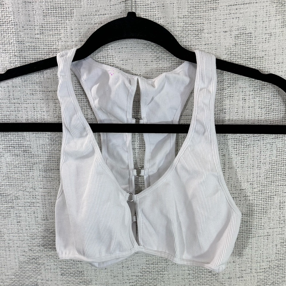 youmeta white ribbed bra top one size